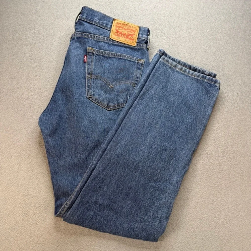 Levis 505 Jeans Regular Fit 34x34 (FIT 34x33) Blue Denim Straight Leg Casual